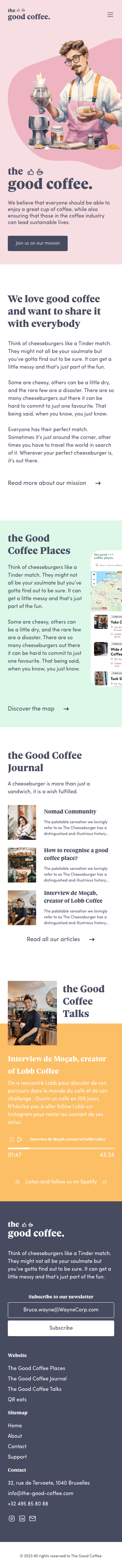 Homepage of The Good Coffee